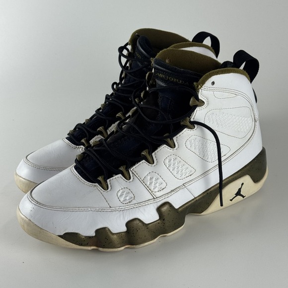 Air Jordan 9 Retro Shoes Mens Size 10.5 White Militia Green Statue 302370-109 - Picture 5 of 16